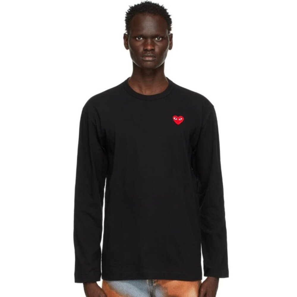Comme des Garcons PLAY Long sleeve Heart t shirt black
